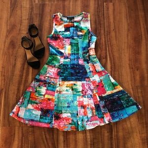 Karen Kane multicolored sleeveless dress.